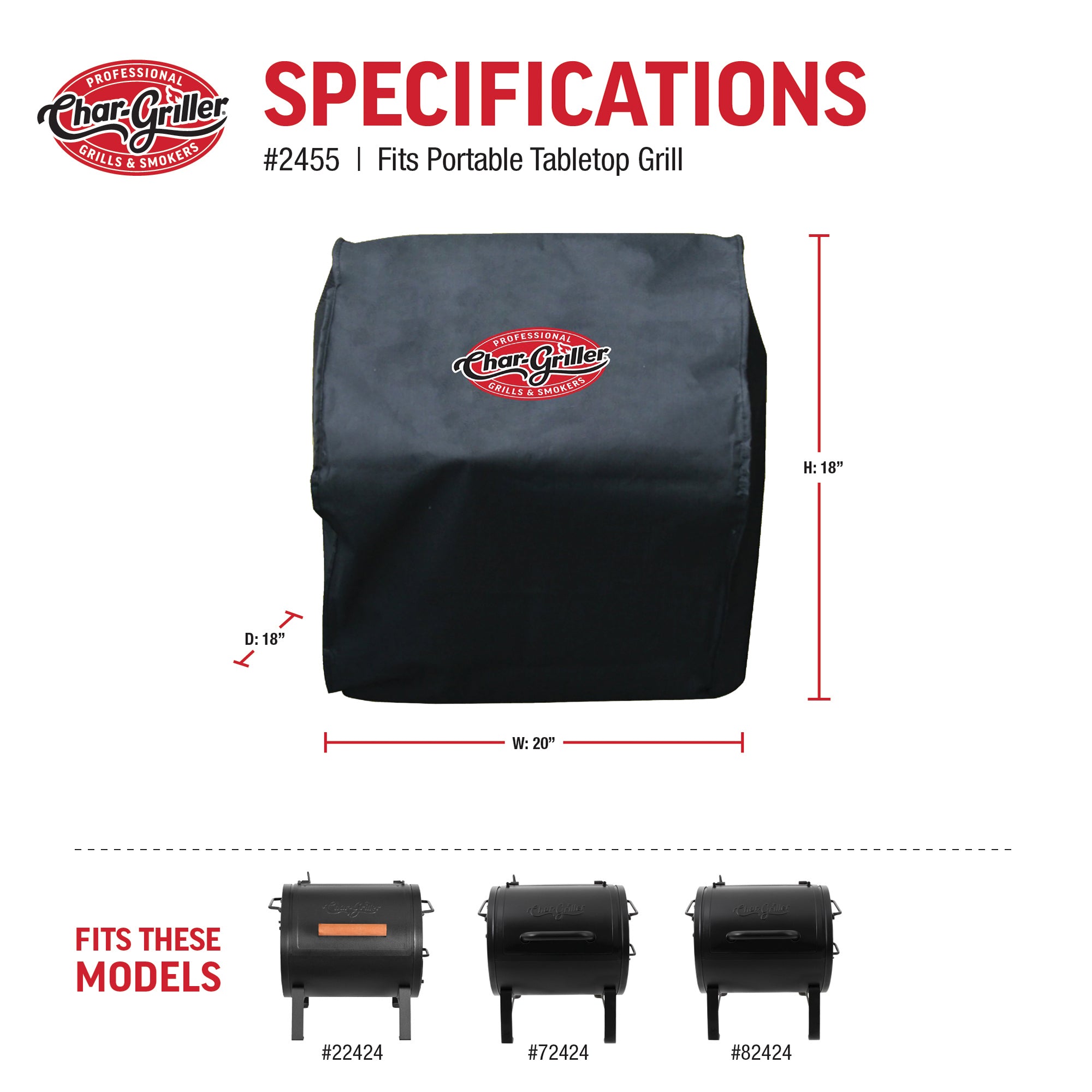 Grill Cover - Portable Charcoal Grill & Side Fire Box
