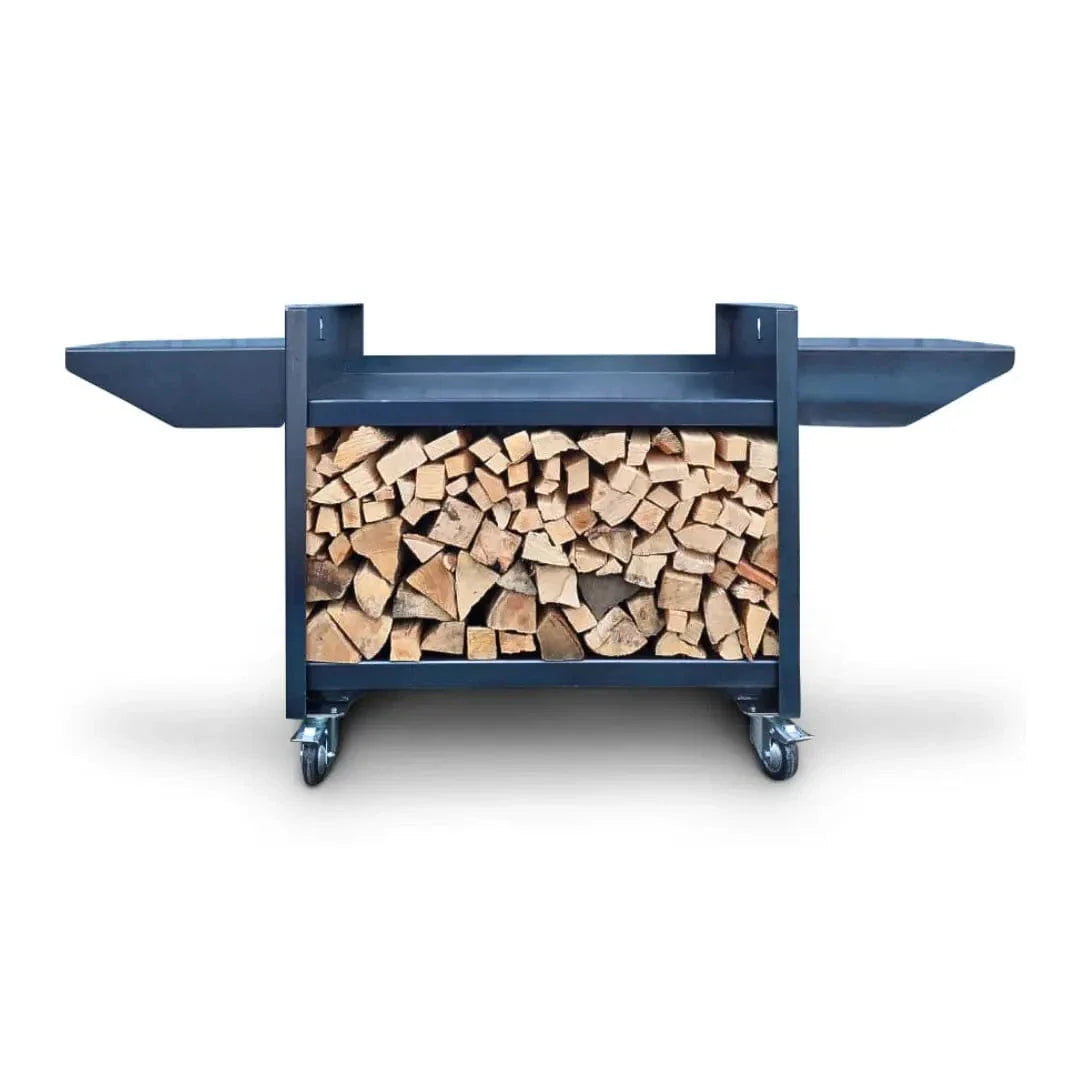 Somerset Grill Co Grande Gunmetal Woodstore stand for an Argentinian Grill Grande Gunmetal Woodstore stand